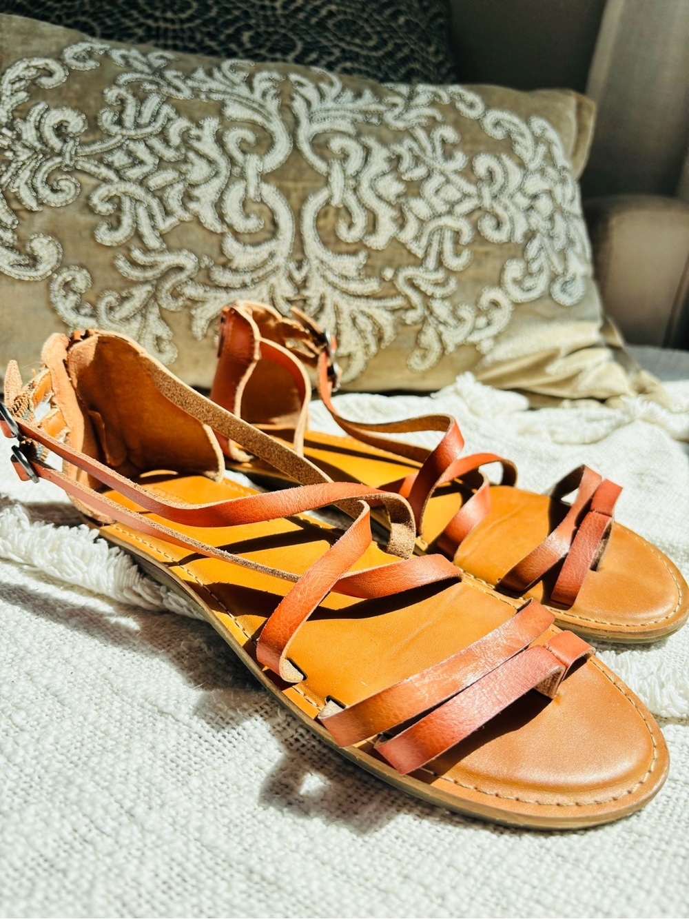 American Eagle Outfitters Brown Wrap-Strap Gladiator Sandals - Picture 2 of 8